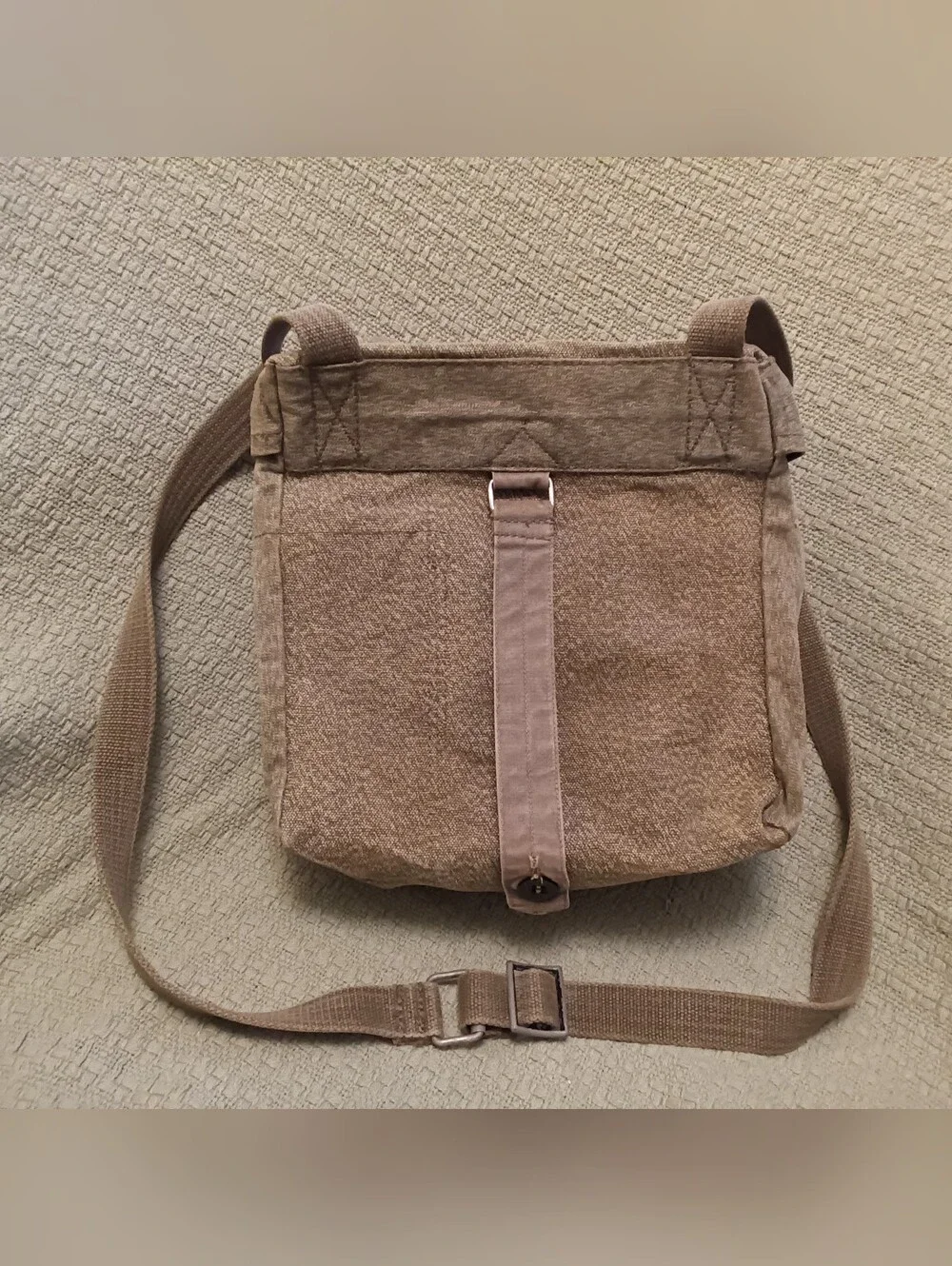 Vintage Swiss Army Gas Mask Crossbody Bag Salt & Pepper Canvas Mid Century MCM